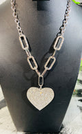 Rhinestone Heart Necklace set